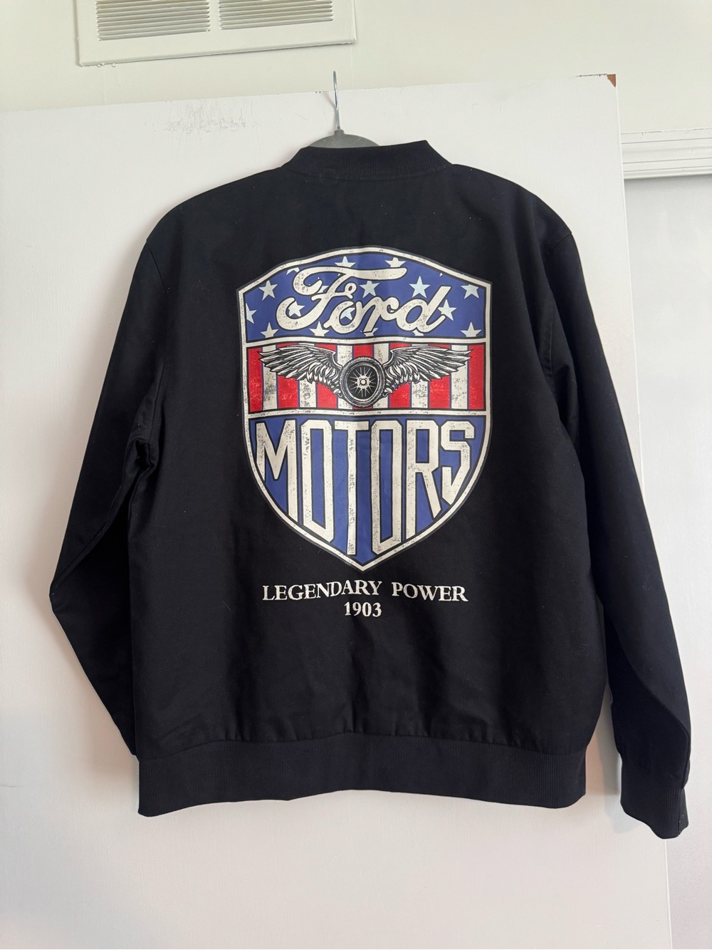 Ford Black, Blue & White Chevron Racing Bomber Jacket - Picture 6 of 7